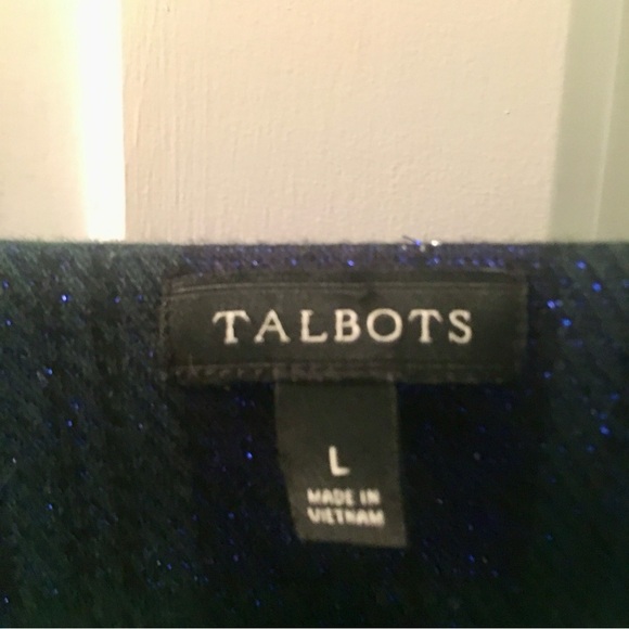 Talbots Zip Pocket Jacquard Green and Blue Plaid Print with Gold Hardware Large - Picture 2 of 7
